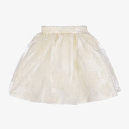 Mama Luma-Girls Cream Floral Tulle Skirt | Childrensalon Outlet