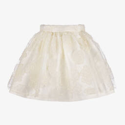 Mama Luma-Girls Cream Floral Tulle Skirt | Childrensalon Outlet