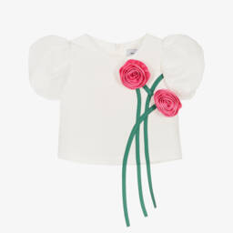 Mama Luma-Нежный кремовый атласный топ для девочек | Childrensalon Outlet