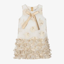 Mama Luma-Girls Elegant Ivory & Gold Dress | Childrensalon Outlet