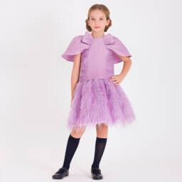 Mama Luma-Girls Feathered Lilac Skirt | Childrensalon Outlet
