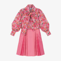 ماما لوما-طقم تنورة لون زهري بطبعة ورود | Childrensalon Outlet