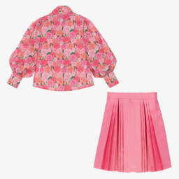 ماما لوما-طقم تنورة لون زهري بطبعة ورود | Childrensalon Outlet
