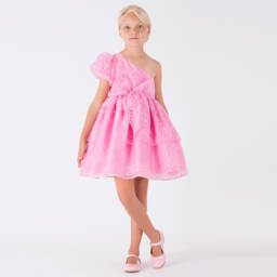 Mama Luma-Girls Floral Pink Organza Gown | Childrensalon Outlet