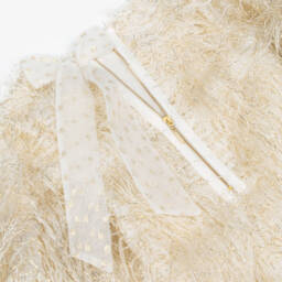 Mama Luma-فستان بناتي ذهبي مزين بالريش | Childrensalon Outlet