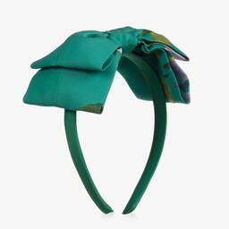 Mama Luma-Зеленый атласный ободок с цветком для девочек | Childrensalon Outlet