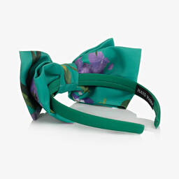 Mama Luma-Зеленый атласный ободок с цветком для девочек | Childrensalon Outlet