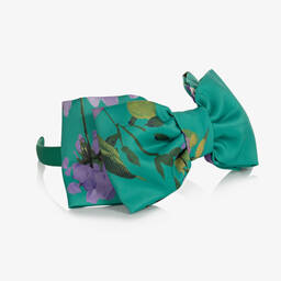 Mama Luma-Зеленый атласный ободок с цветком для девочек | Childrensalon Outlet