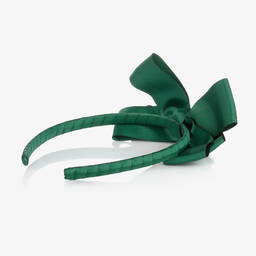 Mama Luma-Girls Green Grosgrain Bow Hairband | Childrensalon Outlet