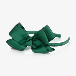 Mama Luma-Girls Green Grosgrain Bow Hairband | Childrensalon Outlet