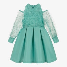 Mama Luma-فستان أورغانزا وتافتا لون أخضر نعناعي | Childrensalon Outlet