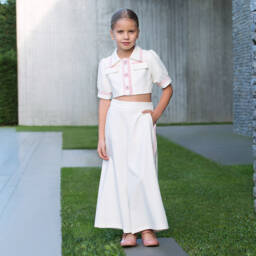 Mama Luma-Girls Ivory Flared Trousers | Childrensalon Outlet