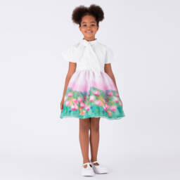 Mama Luma-فستان عاجي وأخضر مزهر للبنات | Childrensalon Outlet