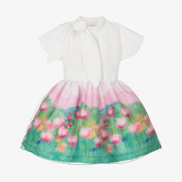 Mama Luma-فستان عاجي وأخضر مزهر للبنات | Childrensalon Outlet