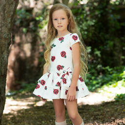 Mama Luma-فستان تافتا لون عاجي وزهري | Childrensalon Outlet