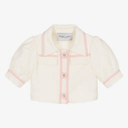 Mama Luma-Girls Ivory Puff Sleeve Top | Childrensalon Outlet