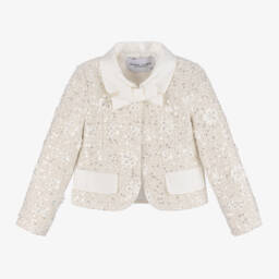 Mama Luma-جاكيت بترتر تويد لون عاجي للبنات | Childrensalon Outlet