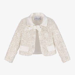 Mama Luma-جاكيت بترتر تويد لون عاجي للبنات | Childrensalon Outlet