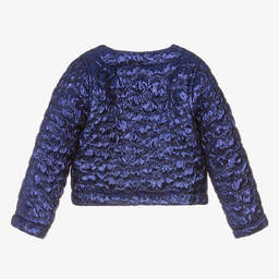 Mama Luma-Girls Metallic Blue Quilted Jacket | Childrensalon Outlet