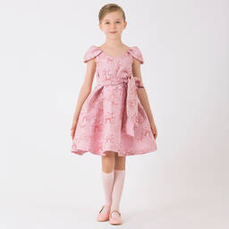 Mama Luma-Розовое жаккардовое платье с замками | Childrensalon Outlet
