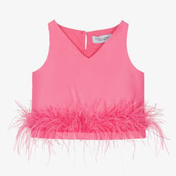 Mama Luma-Girls Pink Feather Blouse | Childrensalon Outlet
