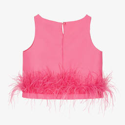 Mama Luma-Girls Pink Feather Blouse | Childrensalon Outlet