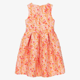 Mama Luma-Girls Pink Floral Jacquard Dress | Childrensalon Outlet