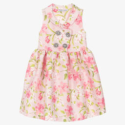 Mama Luma-Розовое атласное платье с цветами | Childrensalon Outlet