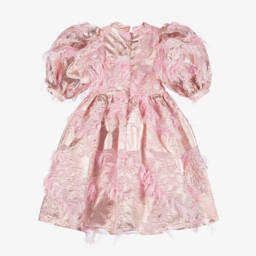 Mama Luma-Girls Pink Metallic Jacquard Dress | Childrensalon Outlet