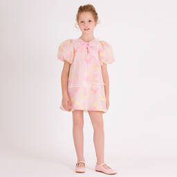 Mama Luma-Girls Pink Organza Floral Dress | Childrensalon Outlet