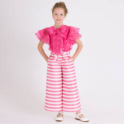 Mama Luma-Girls Pink Polkadot & Stripe Trouser Set | Childrensalon Outlet