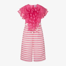 Mama Luma-Girls Pink Polkadot & Stripe Trouser Set | Childrensalon Outlet