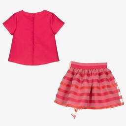 Mama Luma-Girls Pink Stripe Organza Skirt Set | Childrensalon Outlet