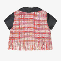 Mama Luma-Girls Pink Tweed Cropped Blouse  | Childrensalon Outlet