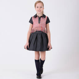 Mama Luma-Girls Pink Tweed Cropped Blouse  | Childrensalon Outlet