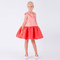 Mama Luma-Girls Radiant Coral Satin Gown | Childrensalon Outlet