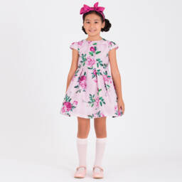 Mama Luma-Girls Rose Print Satin Gown | Childrensalon Outlet