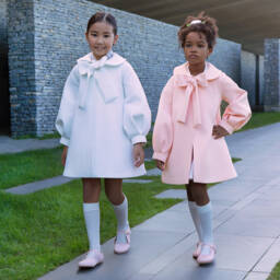 Mama Luma-Girls Rosy Bow Neoprene Coat | Childrensalon Outlet