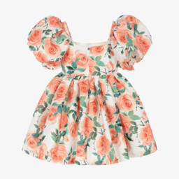 Mama Luma-فستان ساتان للبنات مزين بأزهار البرتقال | Childrensalon Outlet