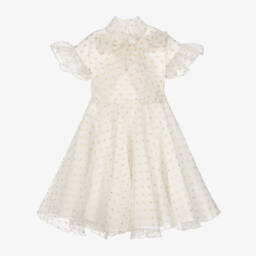 Mama Luma-Girls Shimmering Ivory Tulle Gown | Childrensalon Outlet