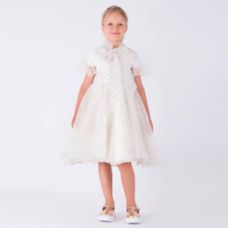 Mama Luma-Girls Shimmering Ivory Tulle Gown | Childrensalon Outlet