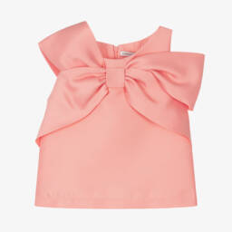 Mama Luma-بلوزة حريرية للبنات بلون المرجان مع فيونكة | Childrensalon Outlet