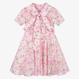 Mama Luma-فستان وردي ناعم للبنات مع فيونكة وردية | Childrensalon Outlet