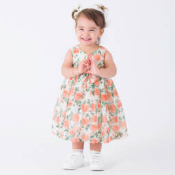 Mama Luma-Girls Vibrant Orange Rose Dress | Childrensalon Outlet