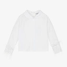 Mama Luma-Белая хлопковая блузка для девочек | Childrensalon Outlet
