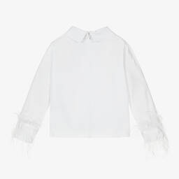 Mama Luma-Белая хлопковая блузка для девочек | Childrensalon Outlet