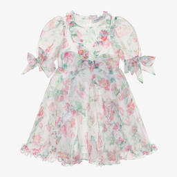Mama Luma-Girls White Floral Organza Dress | Childrensalon Outlet