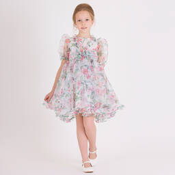 Mama Luma-Girls White Floral Organza Dress | Childrensalon Outlet