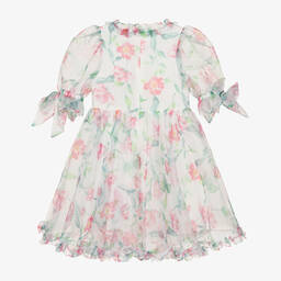 Mama Luma-Girls White Floral Organza Dress | Childrensalon Outlet