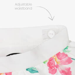 Mama Luma-Girls White Floral Satin Skirt Set | Childrensalon Outlet